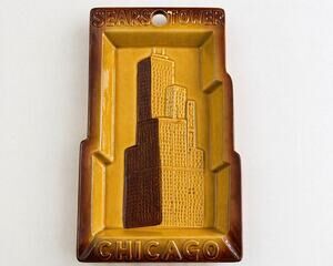 Vintage Sears Tower Chicago Ashtray Mid Century Japan Ceramic Souvenir